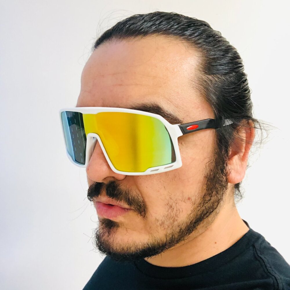 Sport Men Sunglasses Outdoor White Frame Mirror‎ Lens Beach Shades Lentes Gafas